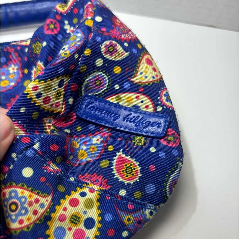 Vintage Tommy Hilfiger Blue Paisley HT logo Tote Bag Nylon‎ Changeable Shape - Picture 3 of 13